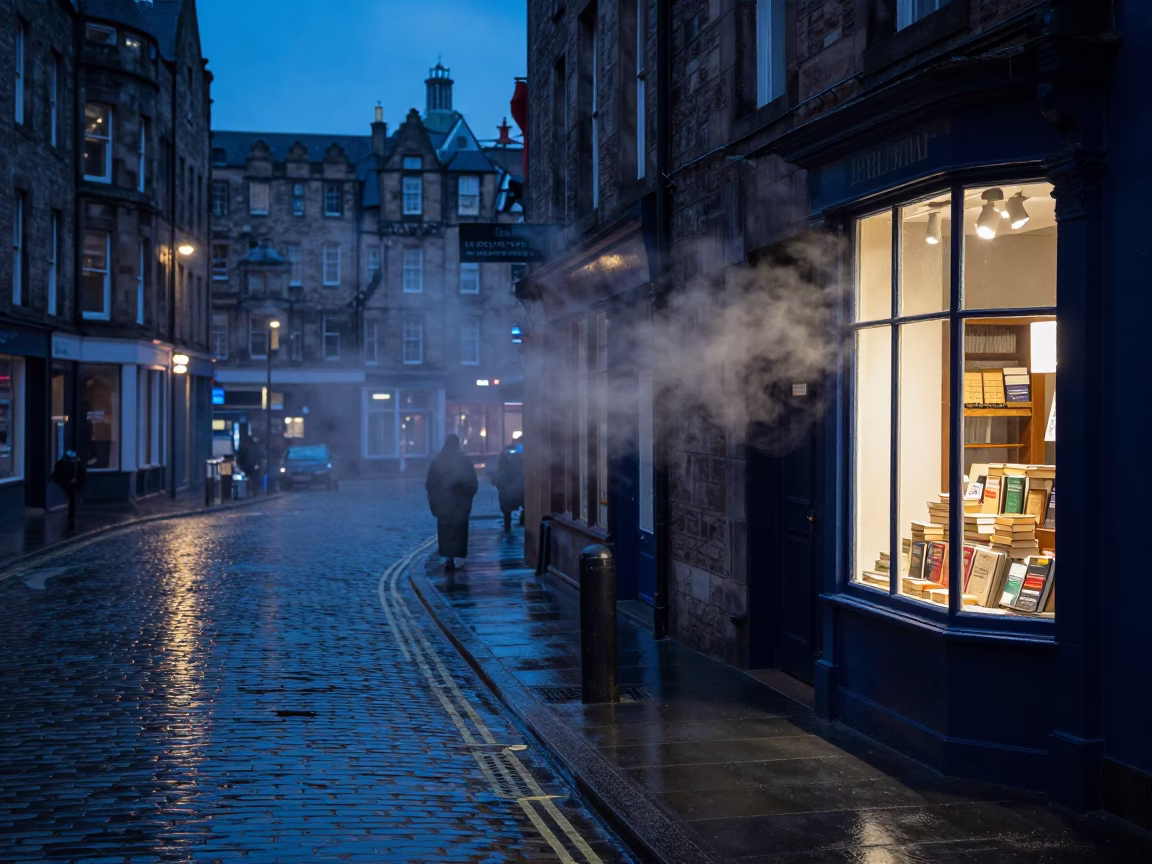 Street Scene in Edinburgh at Blue Hour in in Edinburgh, United Kingdom