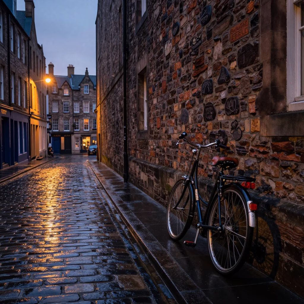 Street Scene in Edinburgh at First Light Of Dawn in in Edinburgh, United Kingdom