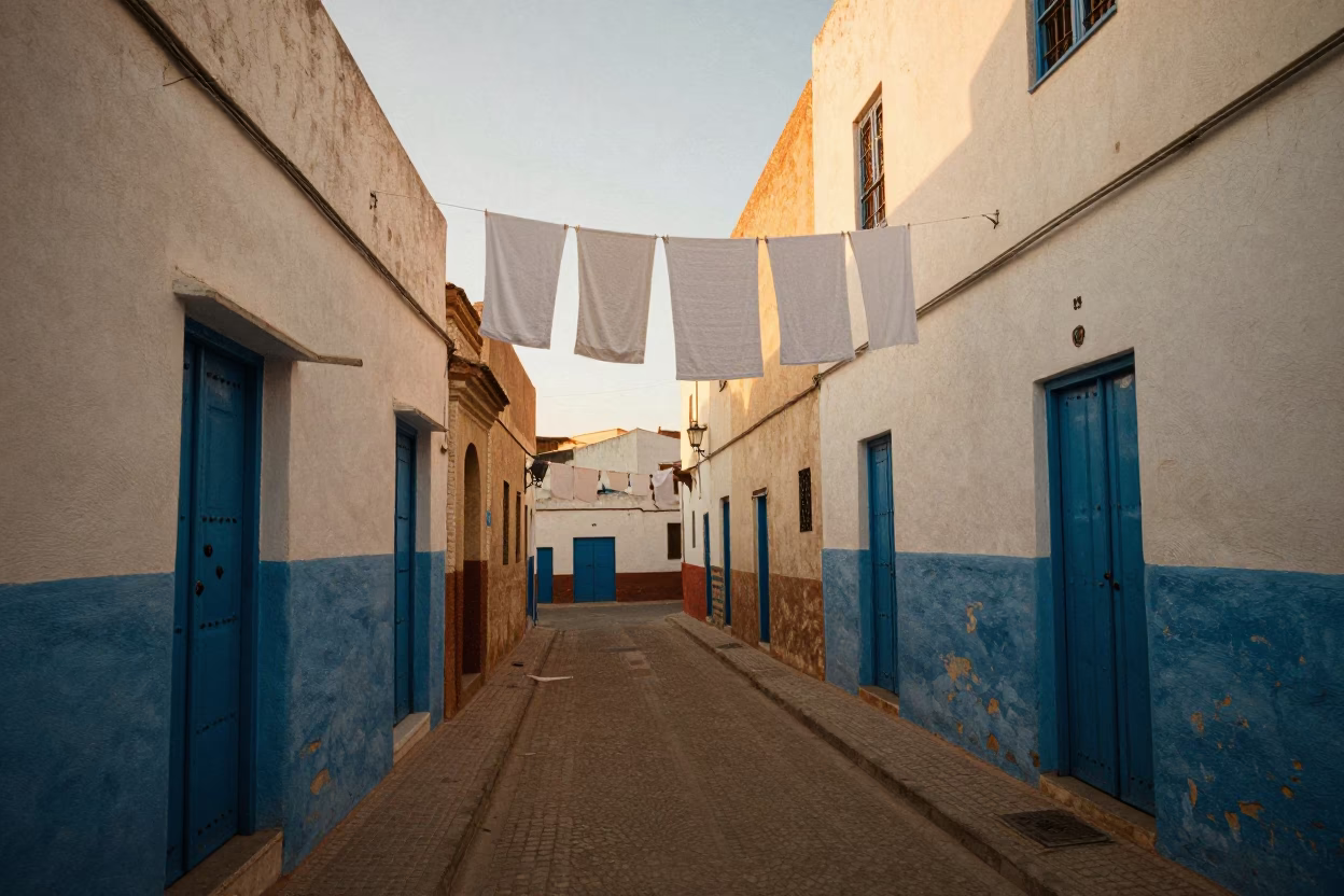 Street Scene in Essaouira at Sunset Light in in Essaouira, Morocco