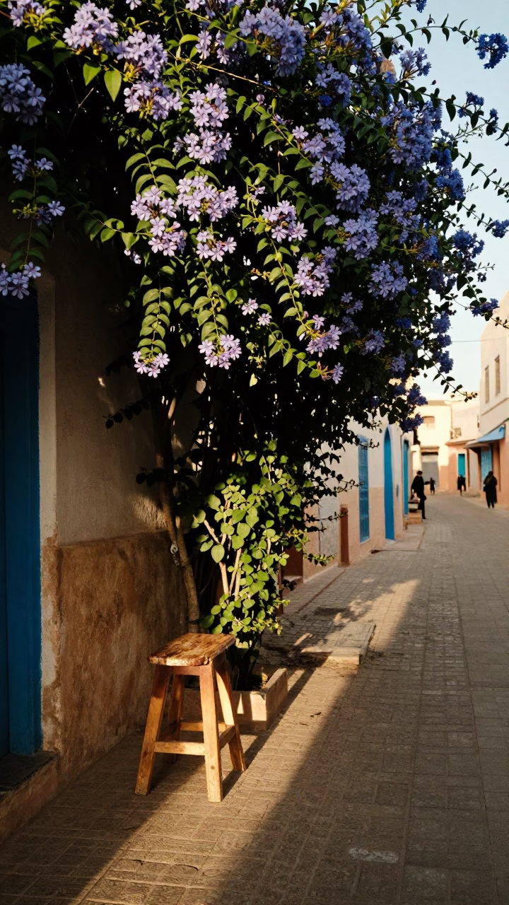 Street Scene in Essaouira at The Late Afternoon Light in in Essaouira, Morocco