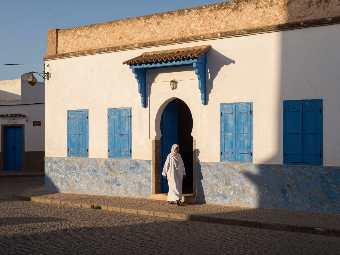 Street Scene in Essaouira at The Late Afternoon Light in in Essaouira, Morocco