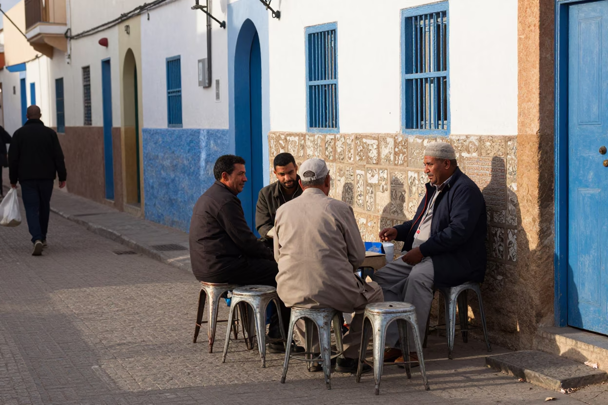 Street Scene in Essaouira at The Late Morning Light in in Essaouira, Morocco