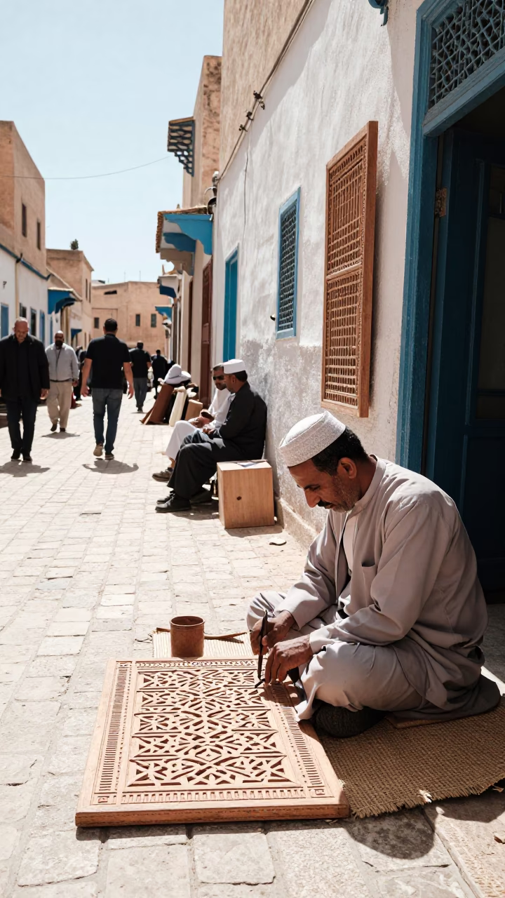 Street Scene in Fez at Midday Light in in Fez, Morocco