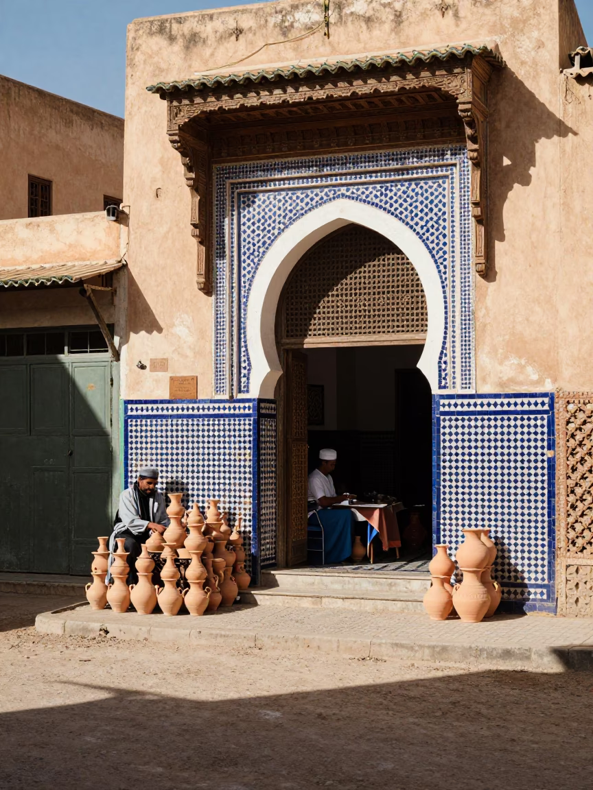Street Scene in Fez at Midday Light in in Fez, Morocco