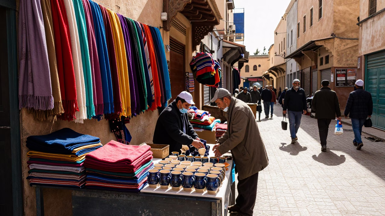 Street Scene in Fez at Noon Light in in Fez, Morocco