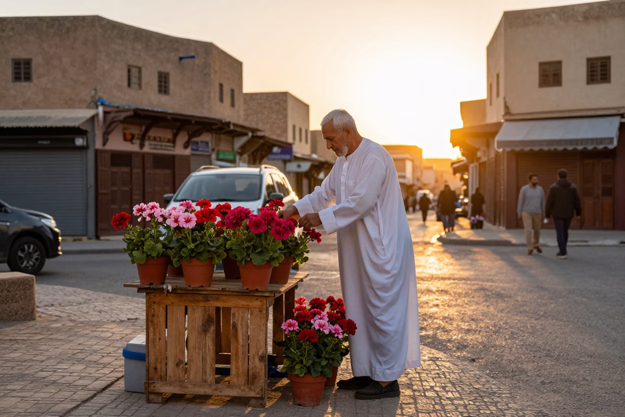 Street Scene in Fez at Sunset Light in in Fez, Morocco