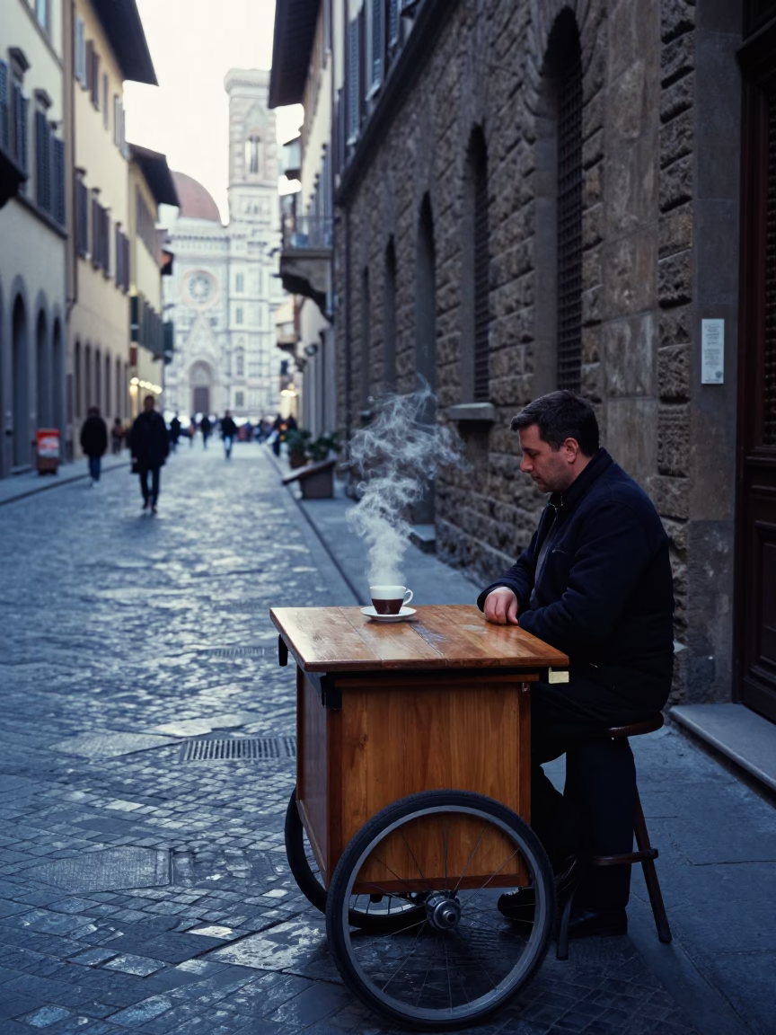 Street Scene in Florence at Early Morning Light in in Florence, Italy
