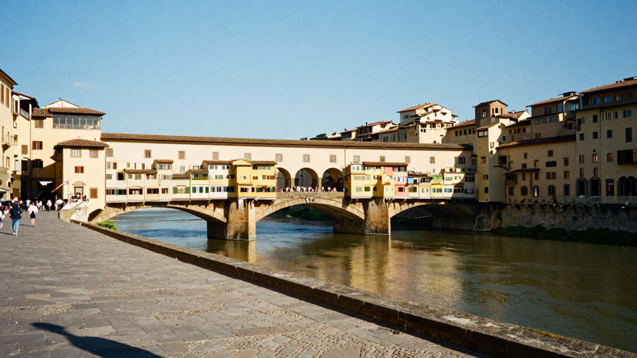 Street Scene in Florence at Late Morning Light in in Florence, Italy