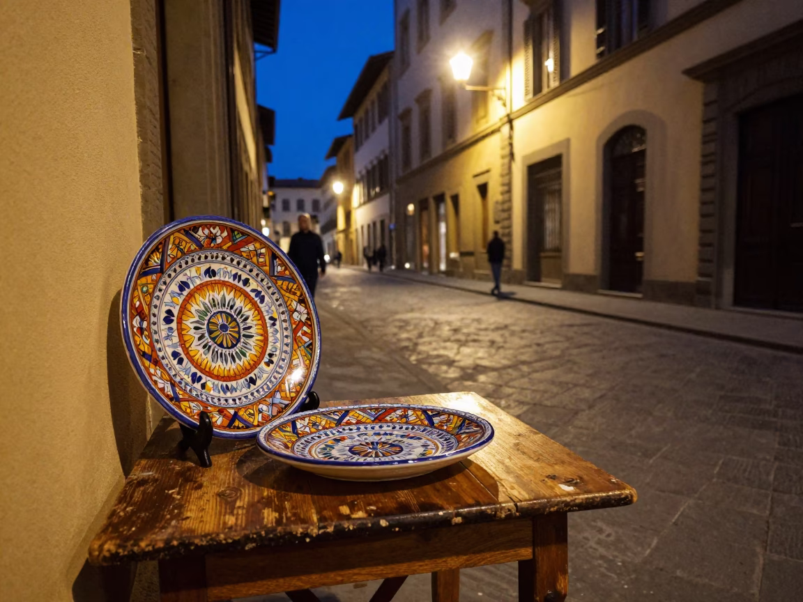 Street Scene in Florence at Midnight Light in in Florence, Italy