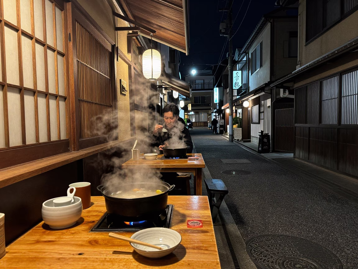 Street Scene in Fukuoka at Late At Night Light in in Fukuoka, Japan