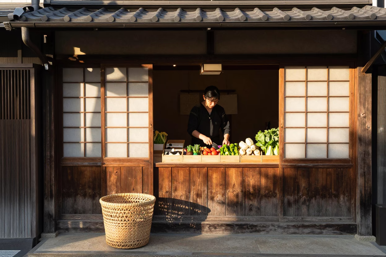 Street Scene in Fukuoka at The Early Afternoon Light in in Fukuoka, Japan