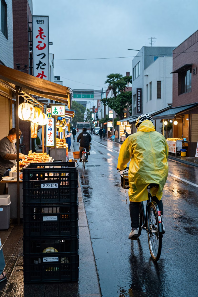 Street Scene in Fukuoka in in Fukuoka, Japan