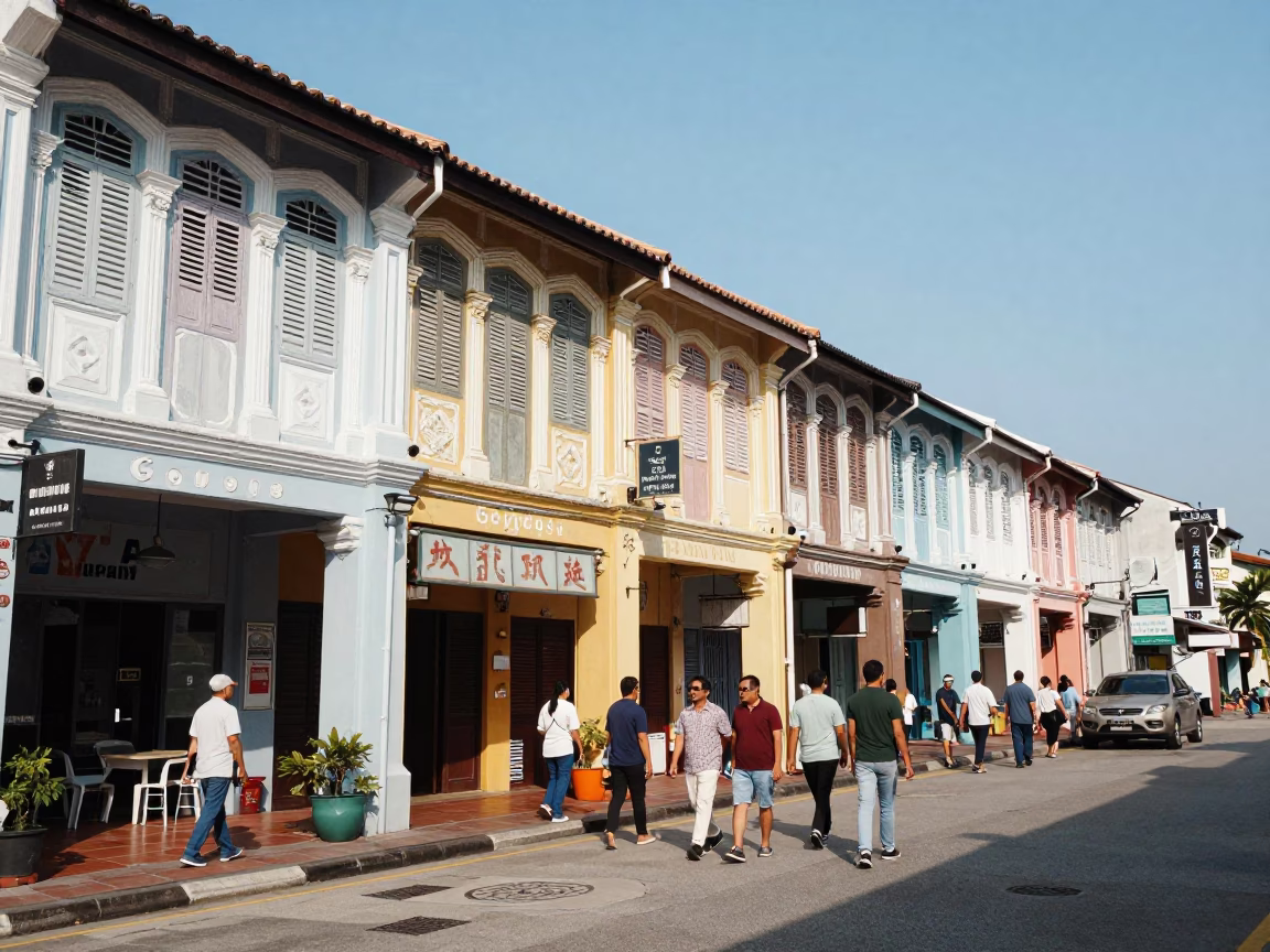 Street Scene in George Town at Afternoon Light in in George Town, Malaysia