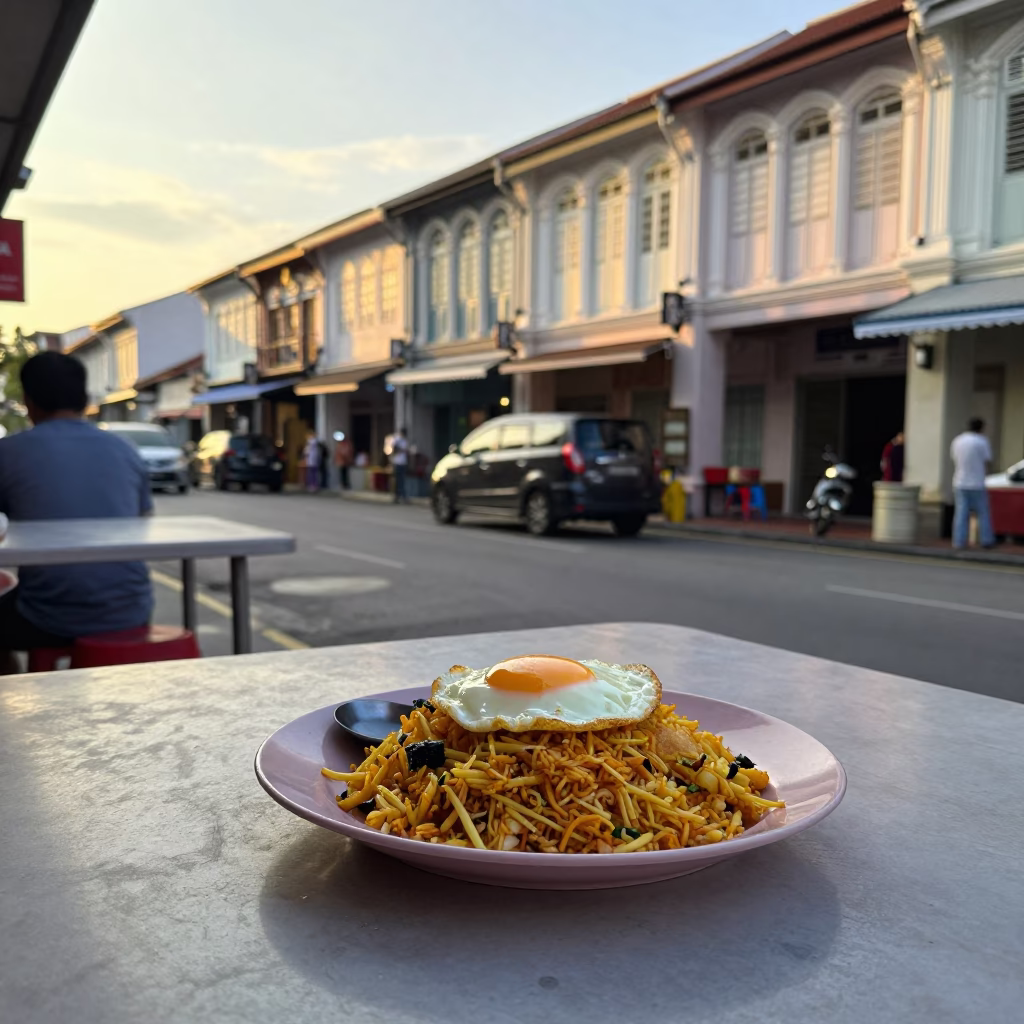 Street Scene in George Town at Golden Hour in in George Town, Malaysia