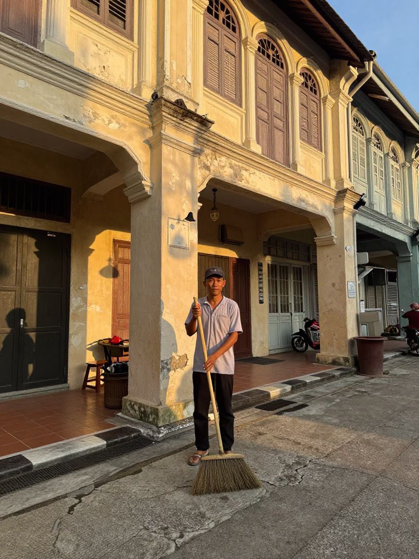 Street Scene in George Town at Golden Hour in in George Town, Malaysia