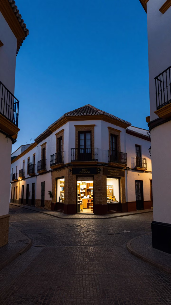 Street Scene in Granada at Blue Hour in in Granada, Spain