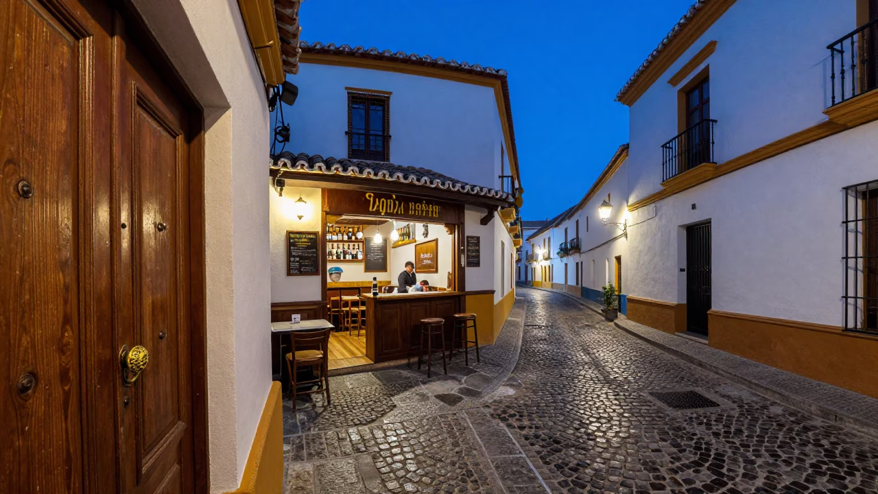 Street Scene in Granada at Blue Hour in in Granada, Spain