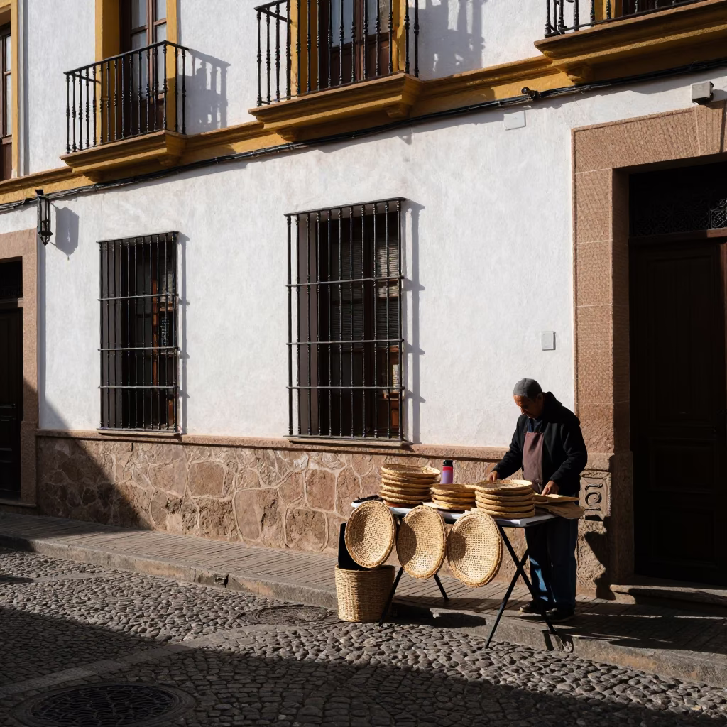 Street Scene in Granada at The Early Afternoon Light in in Granada, Spain