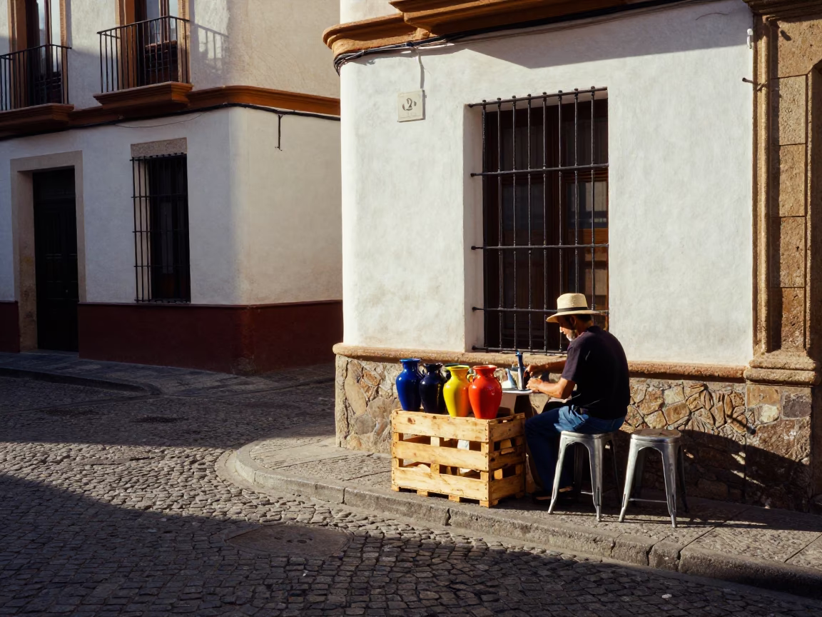 Street Scene in Granada at The Early Afternoon Light in in Granada, Spain