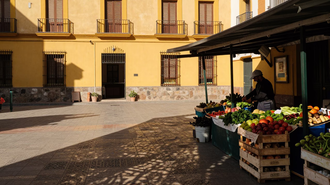 Street Scene in Granada at The Late Afternoon Light in in Granada, Spain