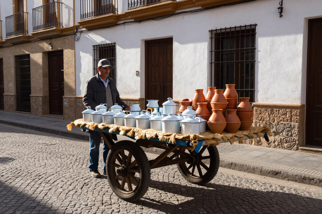 Street Scene in Granada at The Late Morning Light in in Granada, Spain