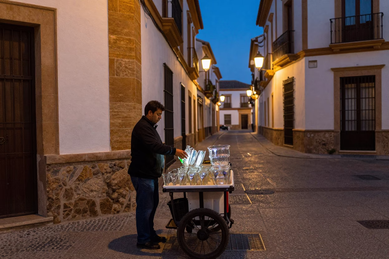 Street Scene in Granada at Twilight in in Granada, Spain