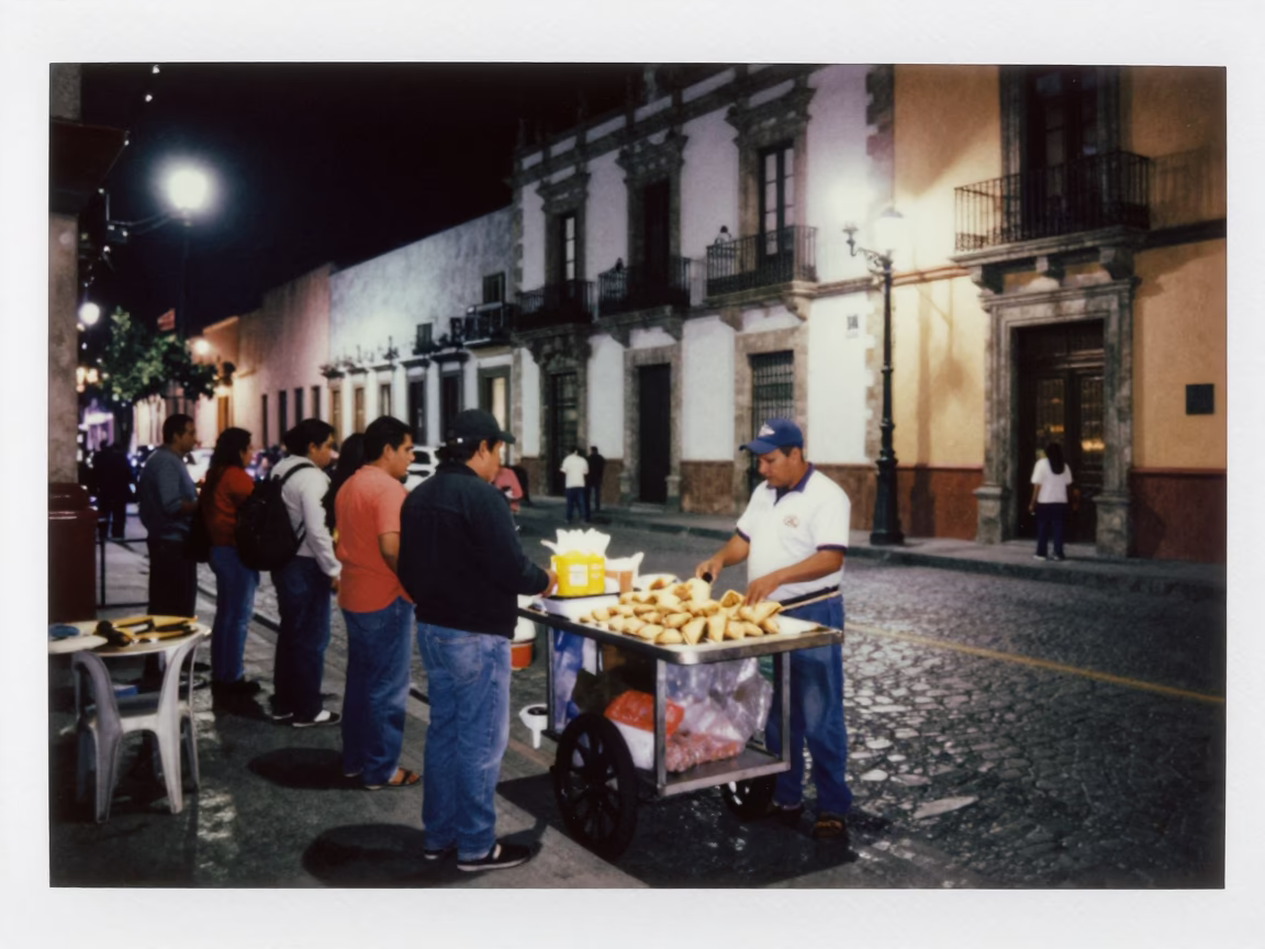 Street Scene in Guadalajara at Deep In The Night Light in in Guadalajara, Mexico