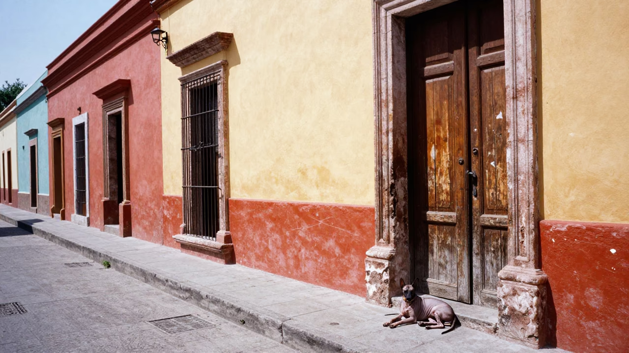 Street Scene in Guadalajara at Flat Noon Light in in Guadalajara, Mexico