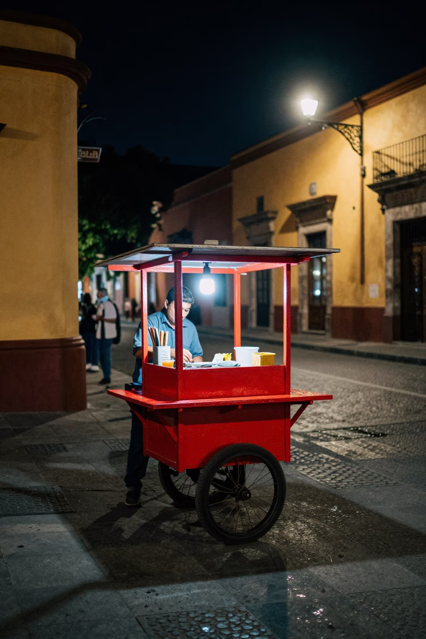 Street Scene in Guadalajara at Midnight Light in in Guadalajara, Mexico