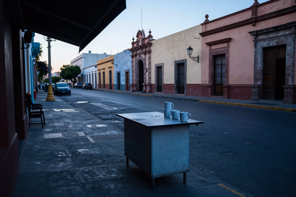 Street Scene in Guadalajara at Sunrise Light in in Guadalajara, Mexico