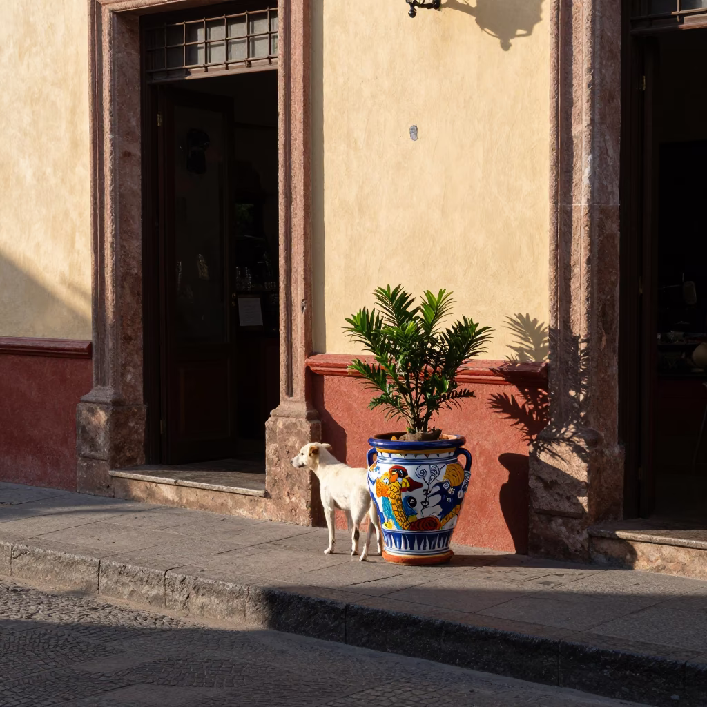 Street Scene in Guadalajara at The Late Afternoon Light in in Guadalajara, Mexico