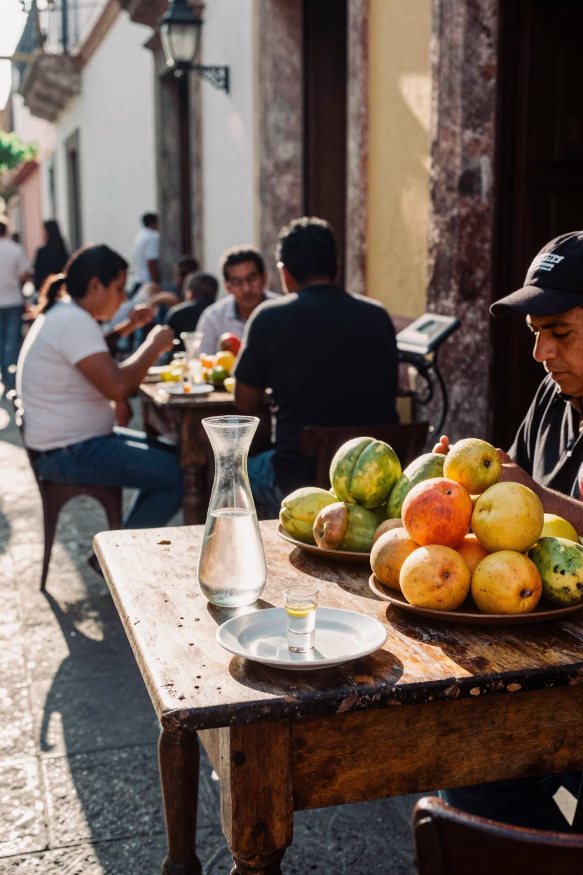 Street Scene in Guadalajara at The Late Morning Light in in Guadalajara, Mexico