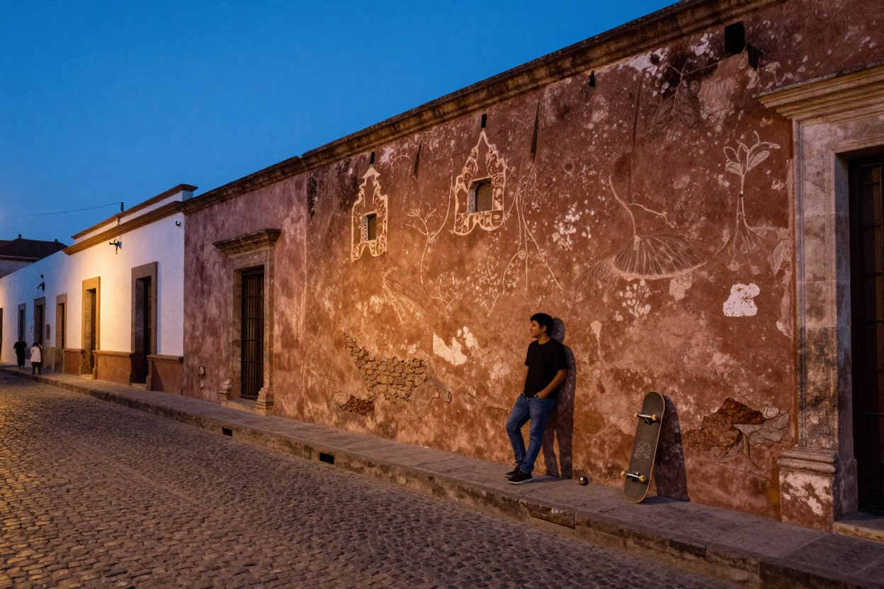 Street Scene in Guadalajara at Twilight in in Guadalajara, Mexico