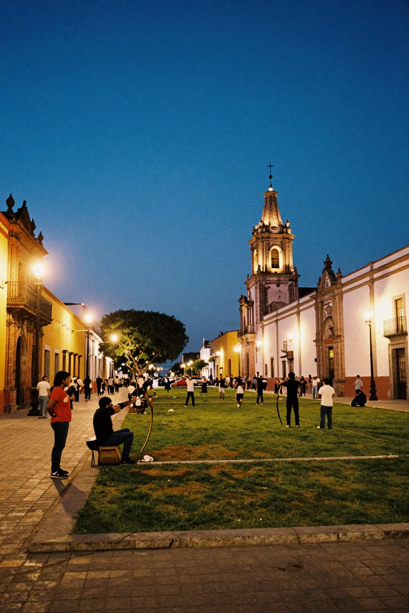 Street Scene in Guadalajara at Twilight in in Guadalajara, Mexico