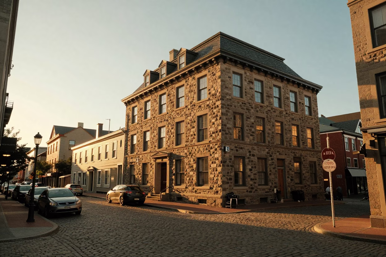 Street Scene in Halifax at Golden Hour in in Halifax, Nova Scotia, Canada