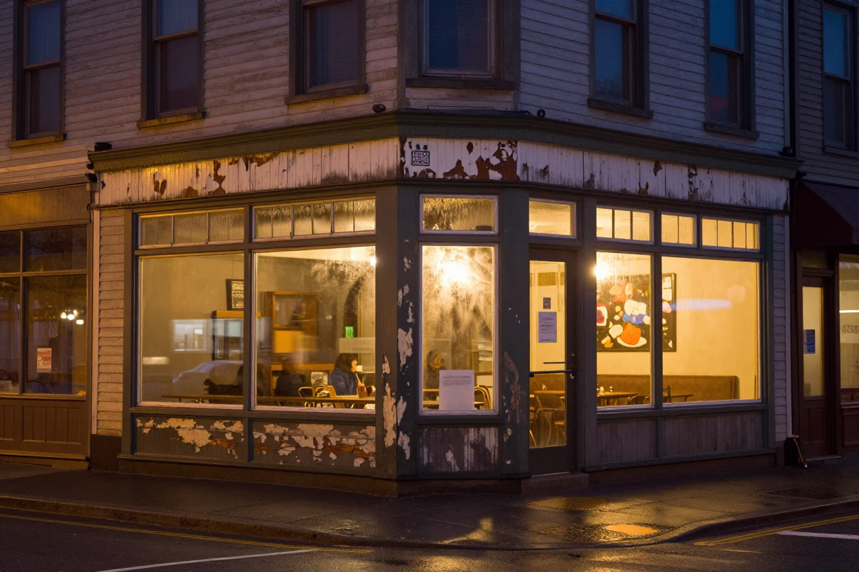 Street Scene in Halifax at Late At Night Light in in Halifax, Nova Scotia, Canada