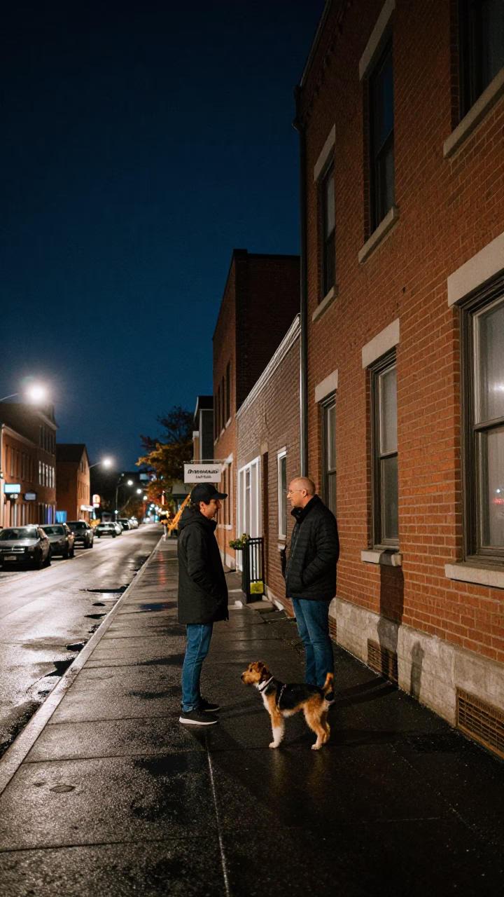 Street Scene in Halifax at The Deepest Night Sky Light in in Halifax, Nova Scotia, Canada