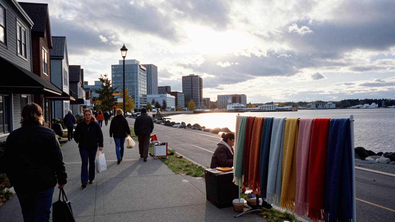 Street Scene in Halifax at The Late Morning Light in in Halifax, Nova Scotia, Canada