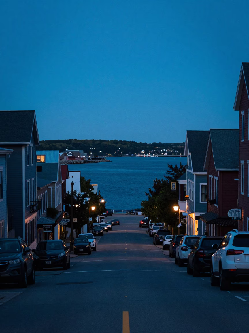 Street Scene in Halifax at The Still Hours Before Dawn Light in in Halifax, Nova Scotia, Canada