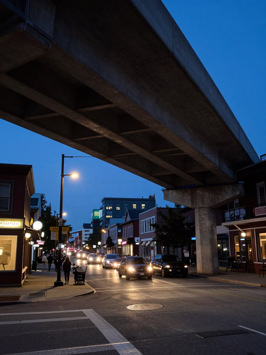 Street Scene in Halifax at Twilight in in Halifax, Nova Scotia, Canada