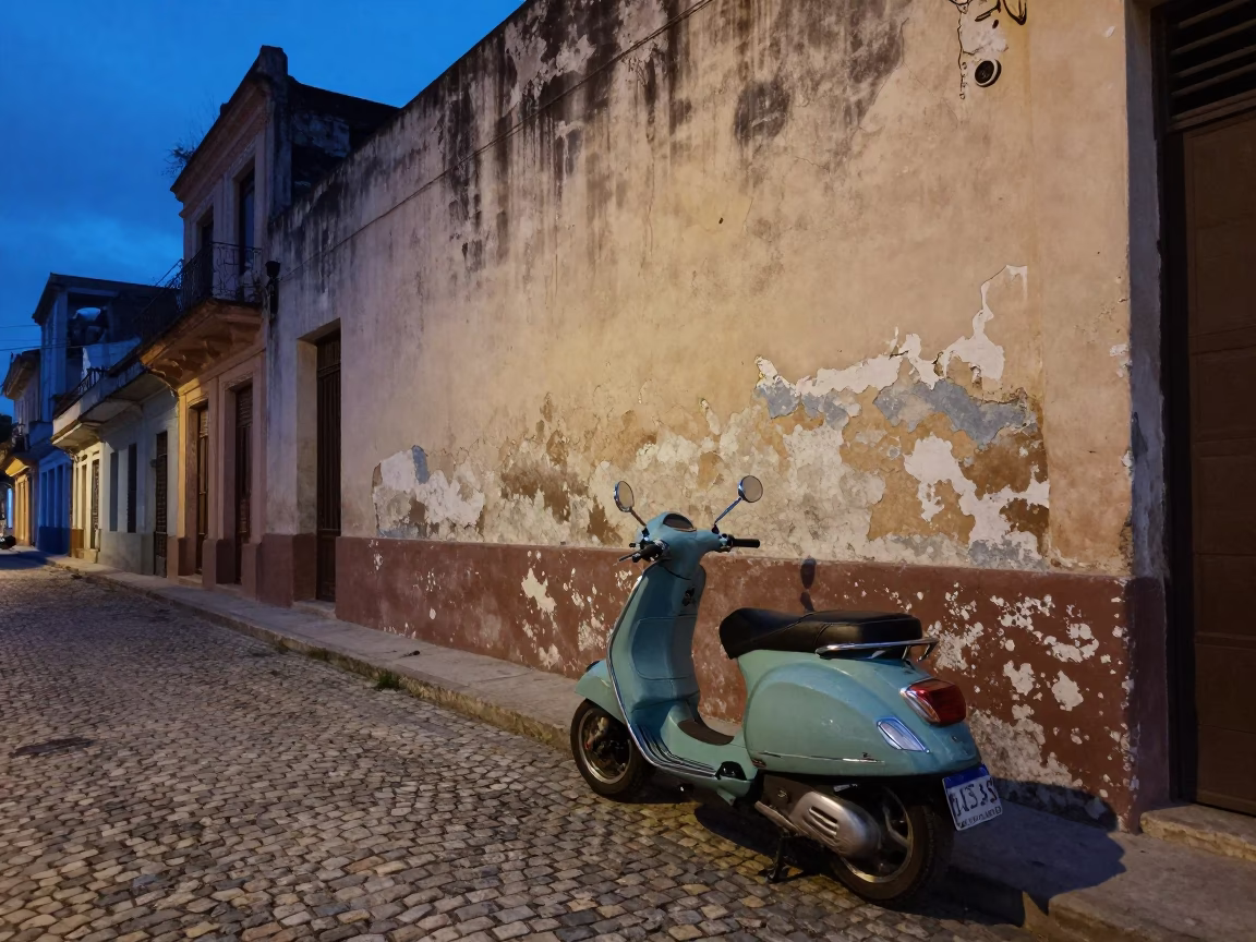 Street Scene in Havana at Blue Hour in in Havana, Cuba