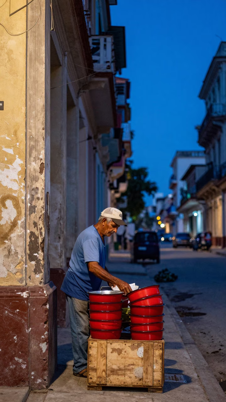 Street Scene in Havana at Blue Hour in in Havana, Cuba