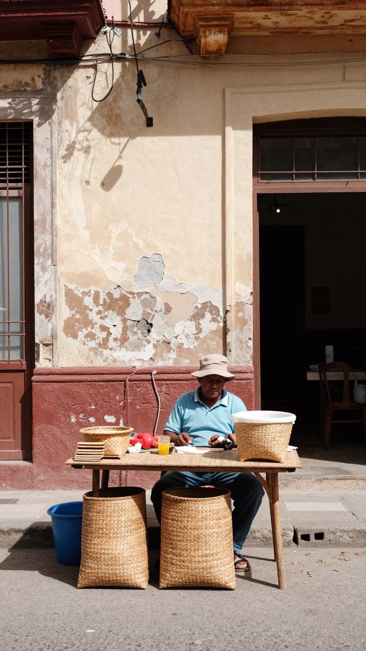 Street Scene in Havana at Flat Noon Light in in Havana, Cuba