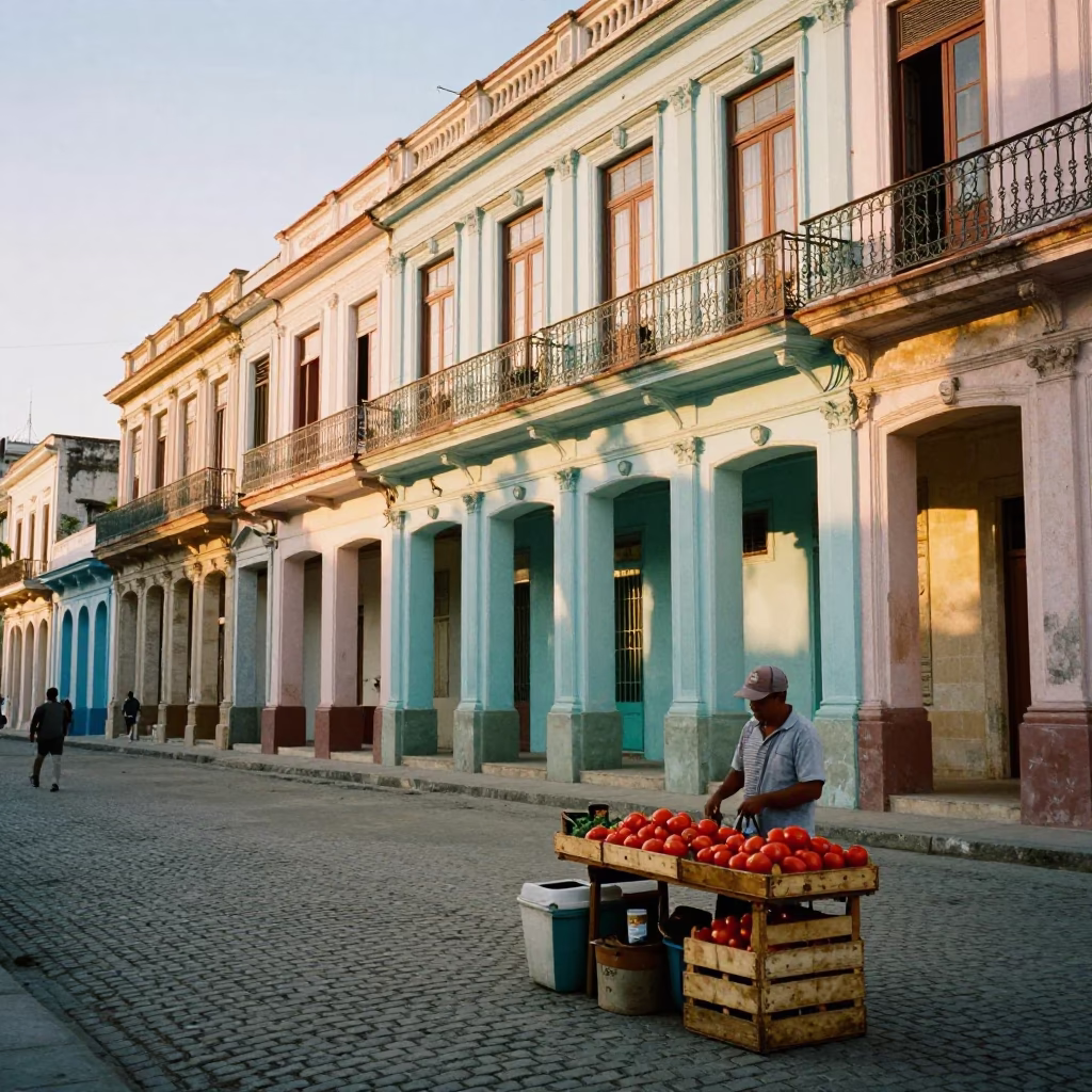 Street Scene in Havana at Golden Hour in in Havana, Cuba