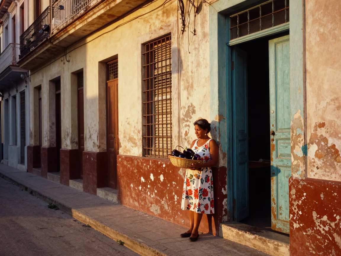 Street Scene in Havana at Golden Hour in in Havana, Cuba