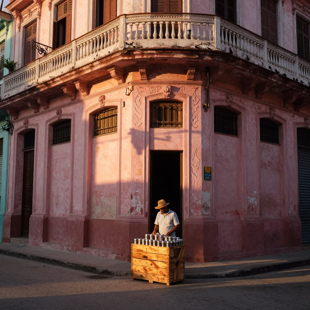 Street Scene in Havana at Golden Hour in in Havana, Cuba