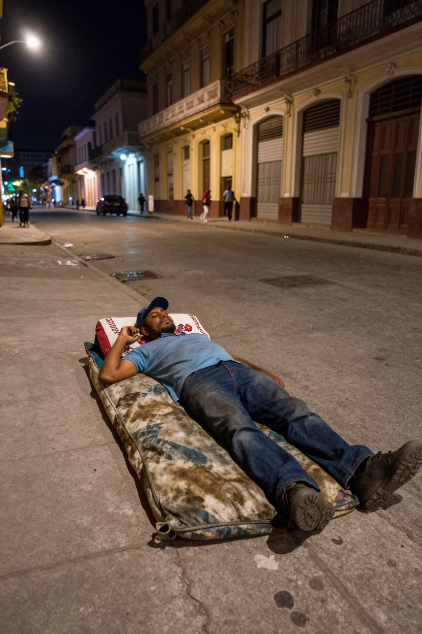 Street Scene in Havana at Late At Night Light in in Havana, Cuba