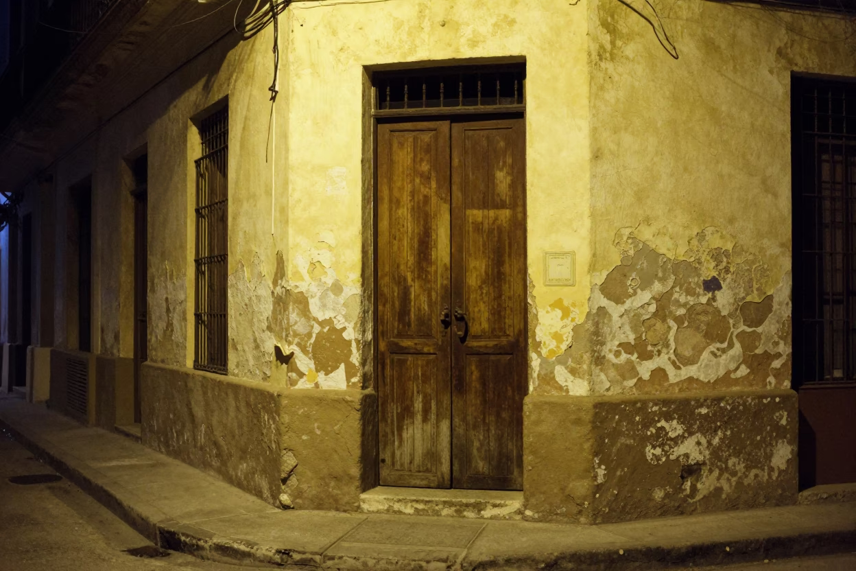 Street Scene in Havana at Midnight Light in in Havana, Cuba