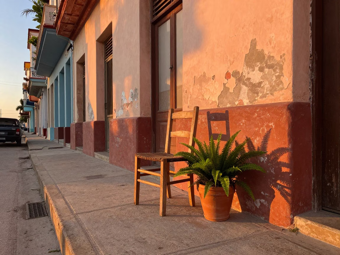 Street Scene in Havana at Sunset Light in in Havana, Cuba