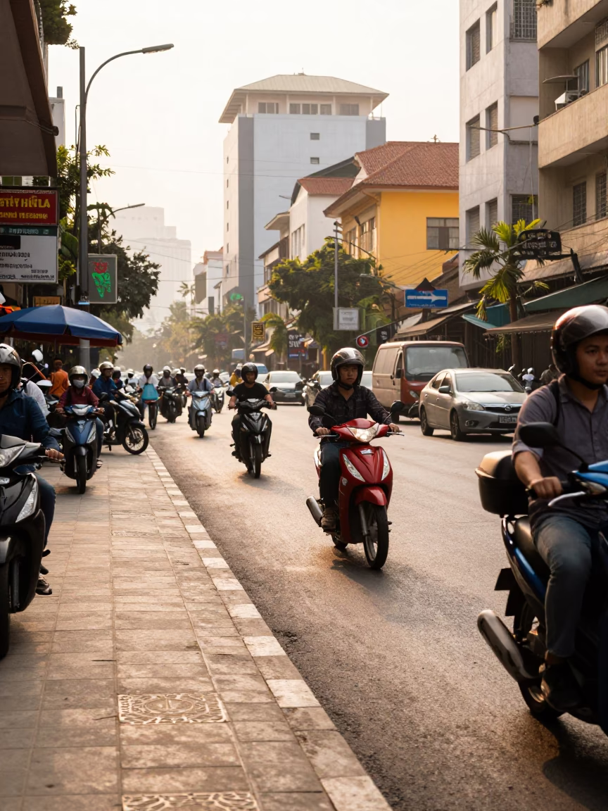 Street Scene in Ho Chi Minh City at Late Afternoon Light in in Ho Chi Minh City, Vietnam